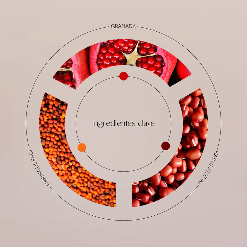 Ingredientes clave polvo exfoliante Byoode Adzuki & Ragi Fantasy